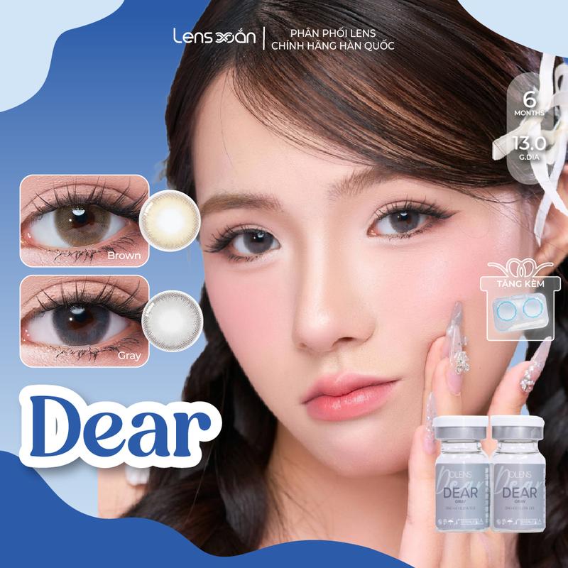 Kính áp tròng cận 6 tháng LENS XOẮN lens tự nhiên trong veo xám nâu nhẹ nhàng OLENS DEAR BROWN GRAY