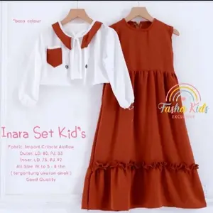 setelan anak viral crinkle airflow / inara set kids crinkle / baju setelan anak perempuan inner dan outer