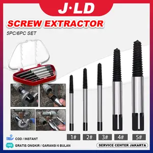 JLD 6PC SCREW EXTRACTOR SET Tap Balik set Pembuka Baut Patah Bolt Pipe Extractor