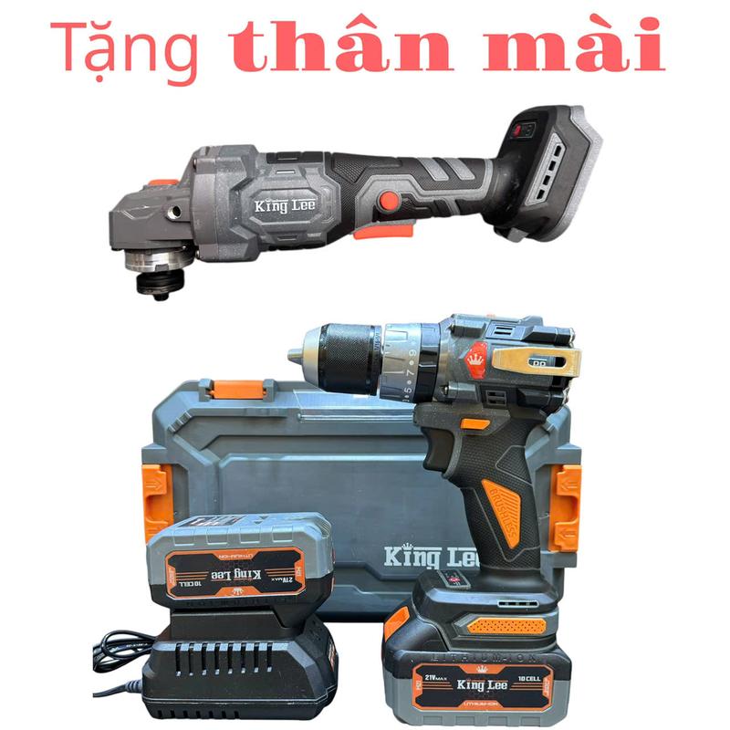 [DEAL SỐC] Máy khoan pin KINGLEE KL-1360 13LI, Lực siết 60Nm, Khoan tường, sắt, gỗ, bắt vít, Bộ 2 pin 10cell Kèm Thân Máy Mài