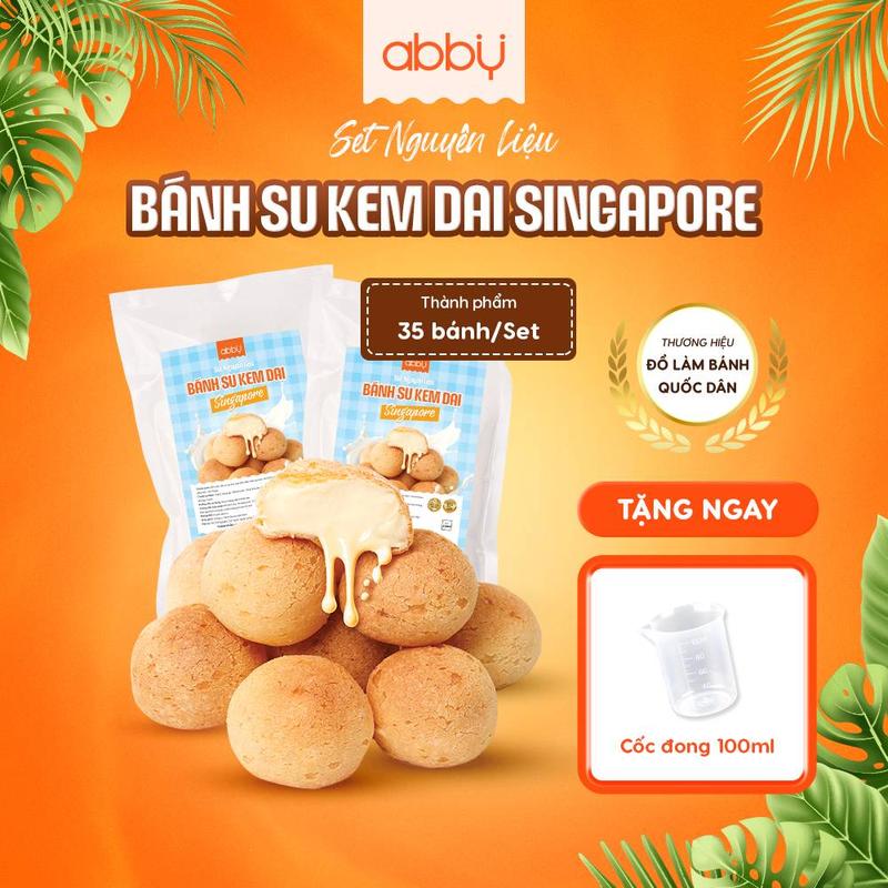 [ABBY][Tặng cốc đong 100ml] Set nguyên liệu làm bánh su dai Singapore - vỏ bánh dẻo dai, nhân bánh béo ngậy - thành phẩm 35 bánh