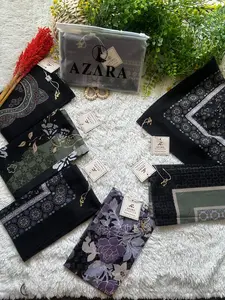 SEGI EMPAT AZARA MOTIF POUCH BLACK SERIES  ( isi 7 pcs) motif RANDOM Hitam Jilbab Nyaman Logo