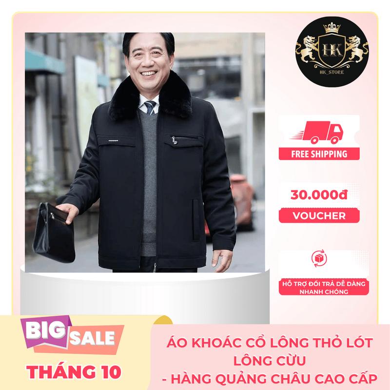 [HK Store] Áo Khoác Tặng Bố, Tặng Ông Có Lót Lông Mềm Mịn, Áo Siêu Ấm, Phần Lông Cổ Tháo Rời Dễ Dàng