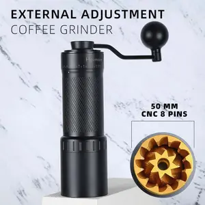 Havmore Barista Espresso Portable EXTERNAL Adjustable 50MM Titanium Burr Manual Coffee Grinder Hand Coffee Bean Grinder - G51-Sliver