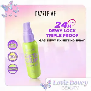 DAZZLE ME Get a Grip! Makeup Setting Spray Dewy Fix - Setting Spray Makeup Tahan Lama Flawless & Melembabkan