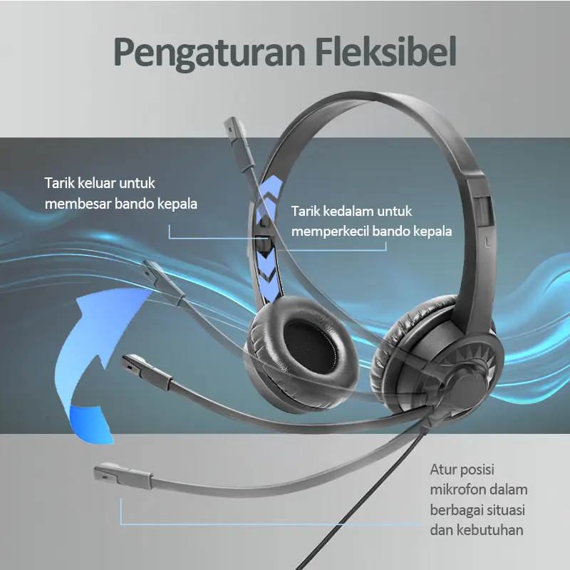 Bonkyo Headphone stereo dengan mikrofon dan single jack 3.5mm Cocok untuk pembelajaran di kantor Bass Headset Subwoofer Earphone Handsfree Bluetooth 8