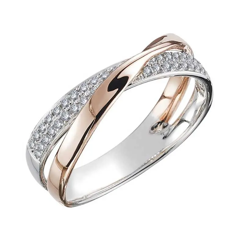 Luxury Ring 14k Gold Plated Inlaid Shining Zircons Engagement Wedding Jewelry For Female Match Daily Outfits Party Accessory