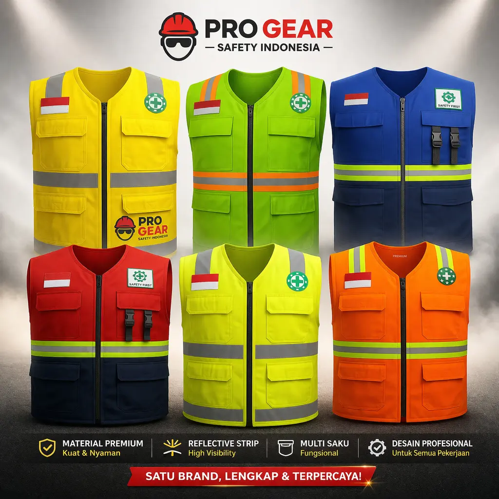 Rompi Safety K3 Premium American Drill Tebal | Rompi Proyek Reflektif Safety Vest Kerja Lapangan Tambang & Konstruksi