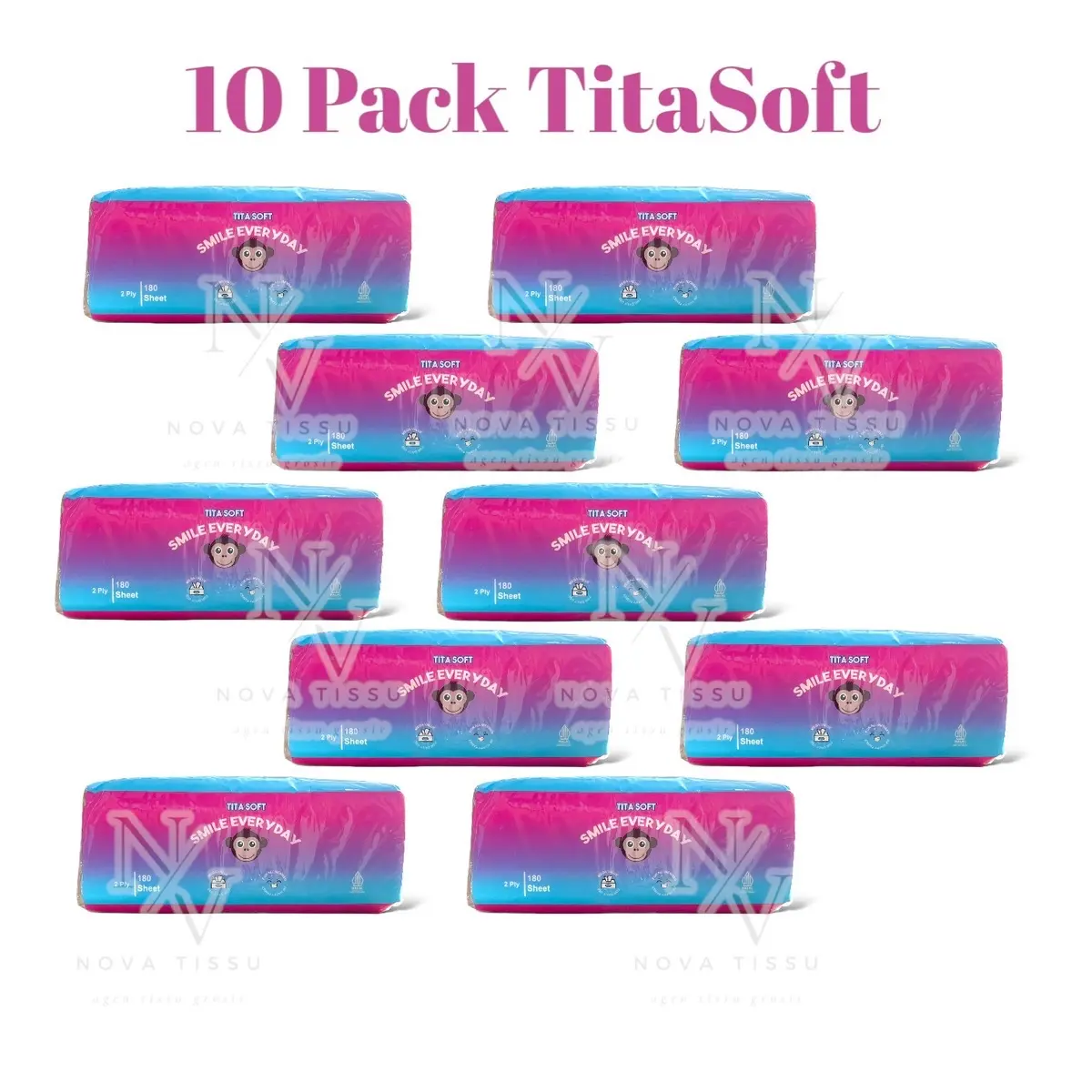 TITASoft Tissu 10 pack 180 sheet 2 play Tisu Tissue