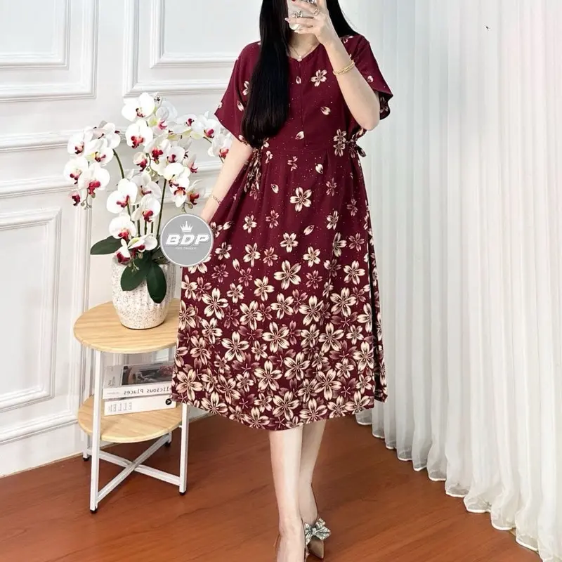 DASTER WANITA KEKINIAN RAYON MOTIF BUNGA RESLETING DEPAN BUSUI FRIENDLY 2