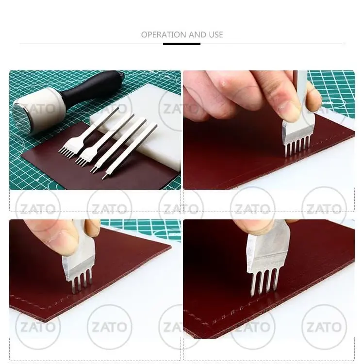 Stitching hole punch 1set isi 4 pcs prong pelubang kulit leather tool 3