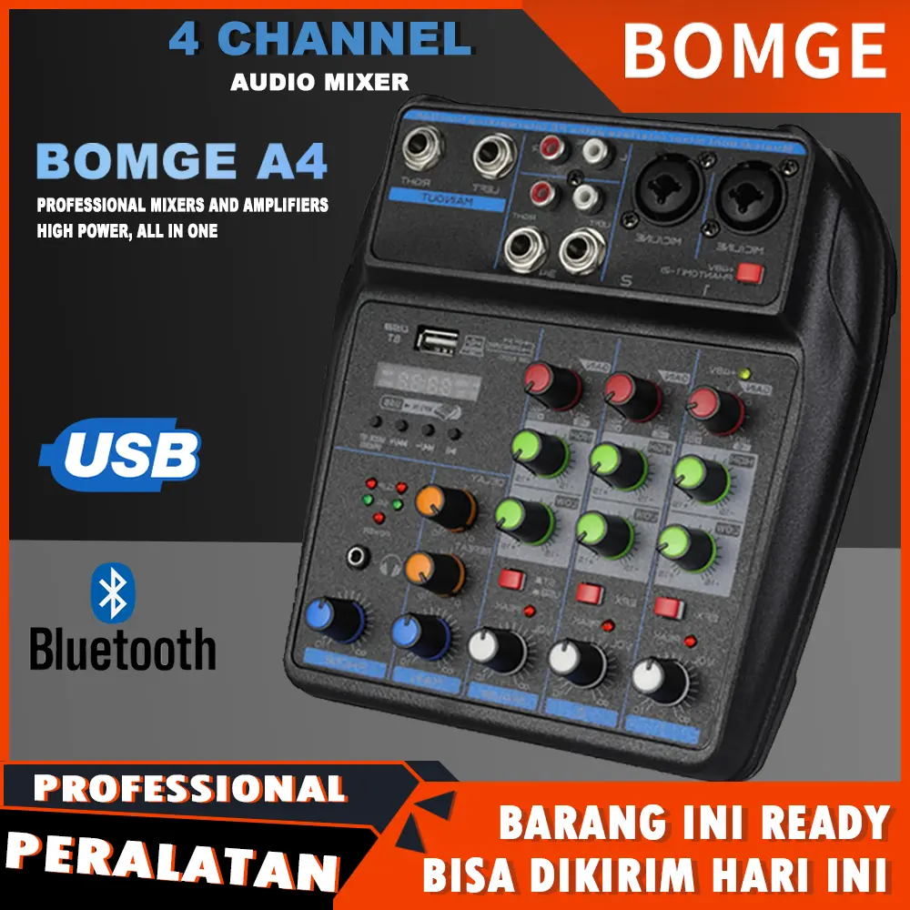 BOMGE A4 Mixer mini 4 channel saluran mendukung USB/PC/MP3 Bluetooth for Outdoor performance KTV singing equipment dj menggunakan Dukunganuntuk penggunaan di dalam kendaraan