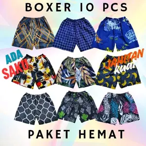 PROMO BOXER 10 PCS 100 RB | boxer pria boxer wanita celana santai celana tidur pria wanita celana pantai Katun