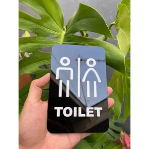 Signage akrilik hitam TOILET Ukuran 10 x 15 cm Murah