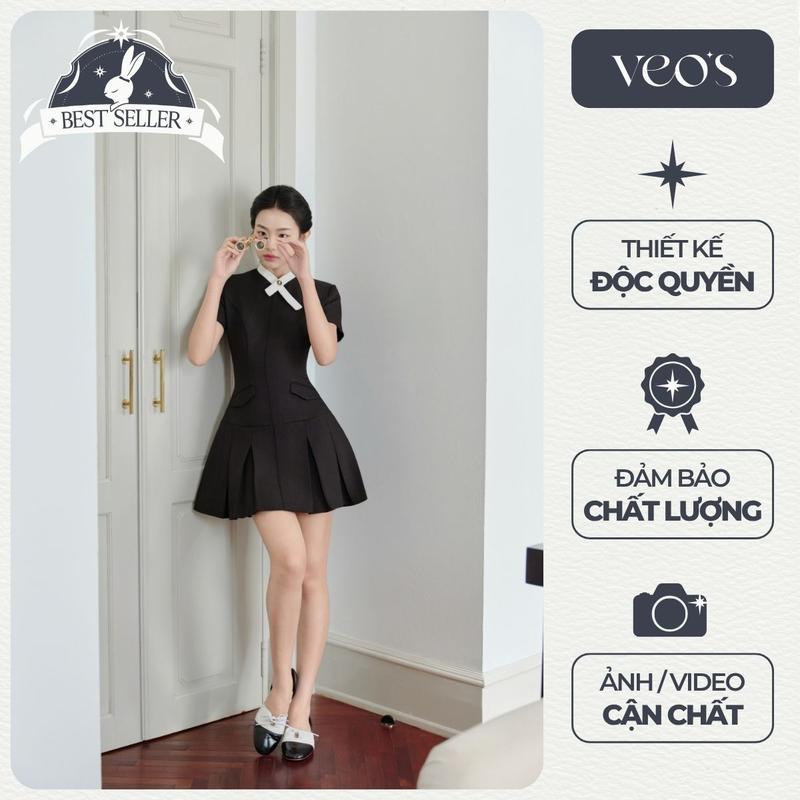 [VEO'S] MARIE DRESS - Váy Ngắn Thiết Kế Nữ Tiểu Thư Cổ Vắt Tay Ngắn Chân Váy Xếp Ly Thanh Lịch Đi Chơi, Đi Làm