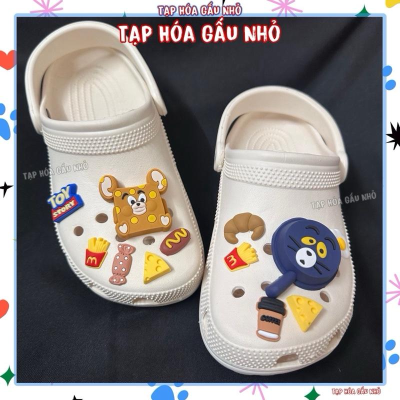  Set 12 Charm Sticker MÈO CHUỘT CHẢO PHÔ MAI trang trí Gắn Dép Sục Dép Tổ Ong - KHÔNG BAO GỒM DÉP 