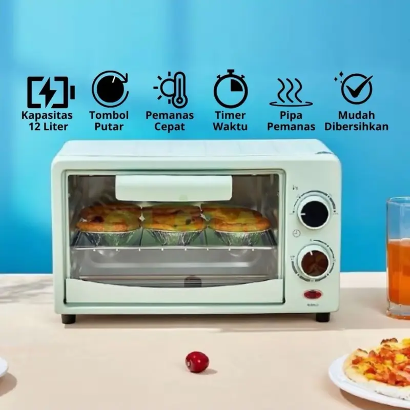[ COD ] Oven mini TUUMYY PEMANGGANG ELETRIK PEMANAS MAKANAN STAINLEES kapasitas 12 LITER TM 1202 F 4