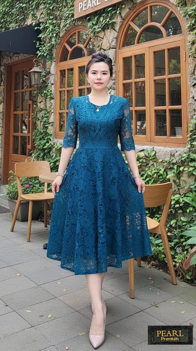 Dress Renda Mewah dan Cantik Lapis Katun Adem