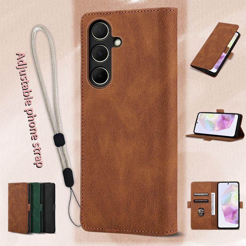 Bao Da Lật Dành Cho Samsung A35 Kiểu Ví Có Khe Đựng Thẻ Ốp Có Dây Đeo Điện Thoại Có Thể Điều Chỉnh Phụ Kiện Phone