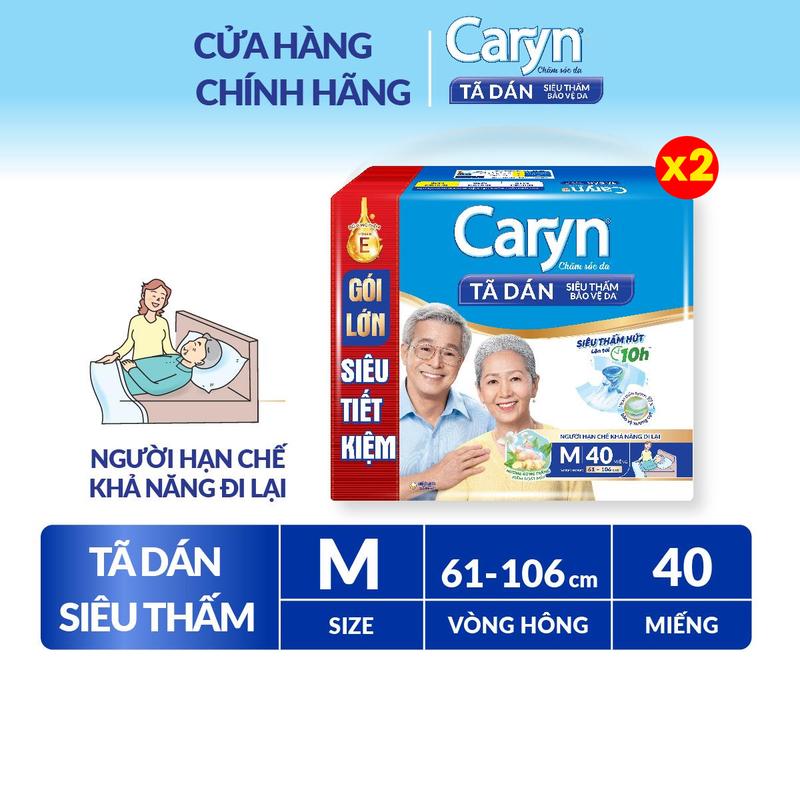 [COMBO 2] Caryn Tã dán M40 siêu thấm dành cho người hạn chế khả năng đi lại