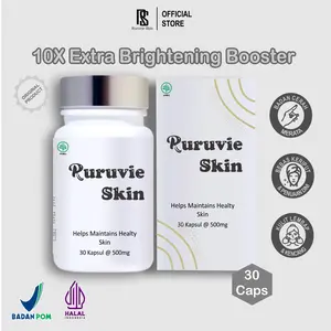 Ruruvie Skin Suplemen Pemutih Badan Aman BPOM 30 Kapsul Mencerahkan Kulit Glowing Alami Bebas Kusam Halal