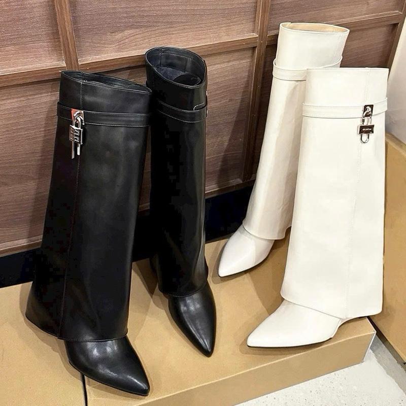 Boot đùi ổ khoá đế xuồng ẩn mũi nhọn sang chảnh dáng ống xuông cá tính qccc fullbox Mijili