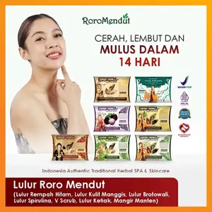 Roro Mendut Lulur Ukuran 40gr Body Scrub & Face Scrub Mencerahkan Kulit Rempah Hitam Brotowali Anti Jerawat Punggung Lulur Jerawat Bandel