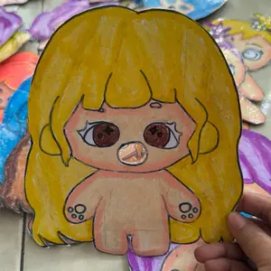 Boneka Lucu dari Kertas dengan Desain Kuning Terang dan Mata Merahlie DOS - Dolls