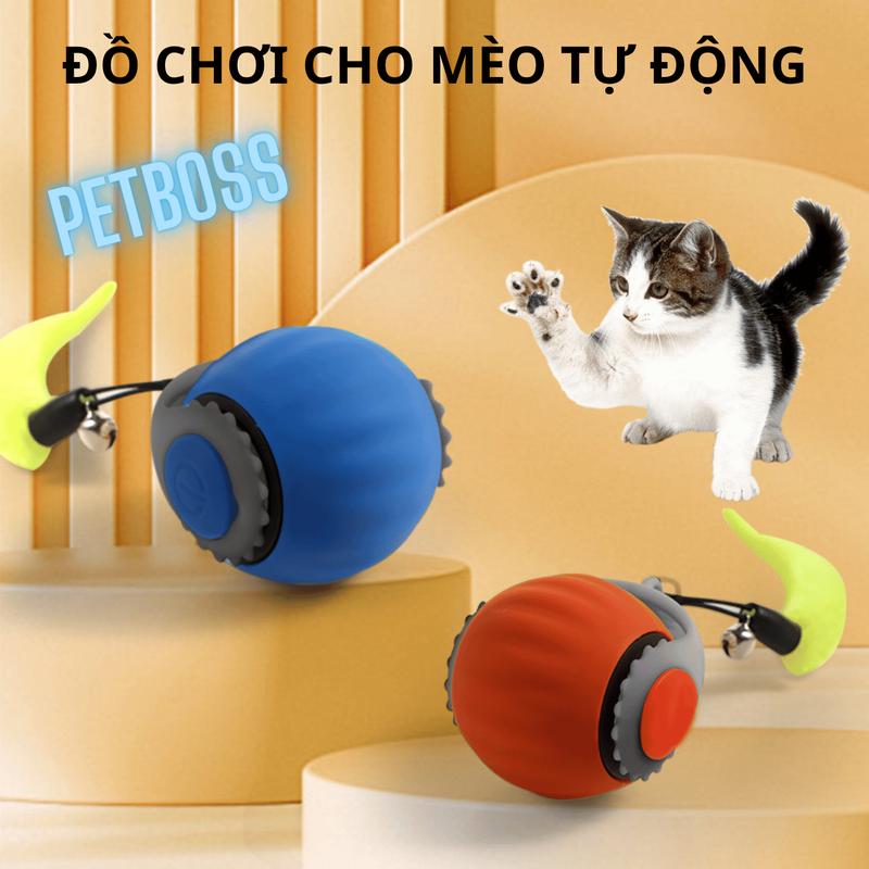 PC040 QUẢ BÓNG LĂN RUNG CHO MÈO TỰ CHƠI VUI NHỘN, ĐỒ CHƠI CHO MÈO THÚ CƯNG (SẠC TYPE C)