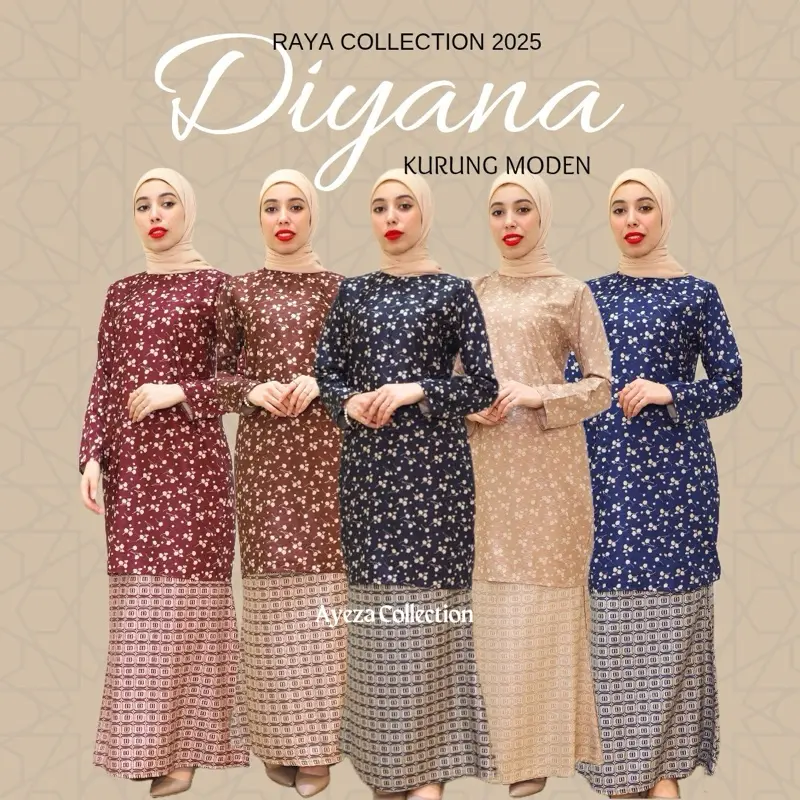 DIYANA KURUNG MODEN - SUTERA DOBBY.  Design Exclusive untuk Raya 2025 Sets