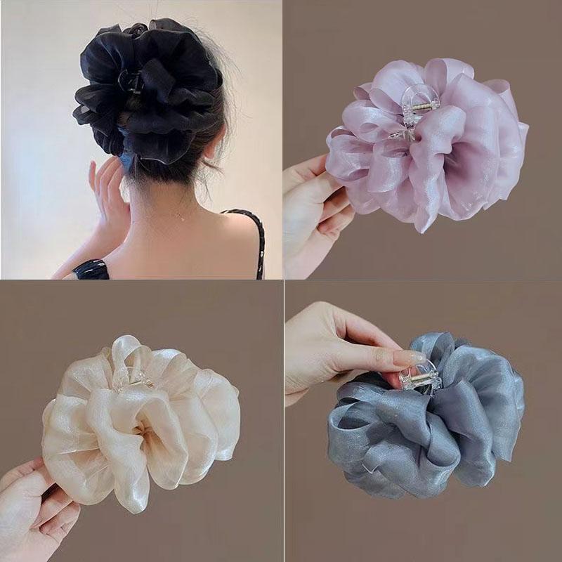 Kẹp Tóc, Chất Liệu Lụa, Thiết Kế Bong Bóng Đám Mây, Kẹp Tóc Thời Trang, Phong Cách Cao Cấp, Kẹp Tóc Kiểu Mới, Kẹp Tóc Đĩa Thìa Sau Đầu Hoa Women Voan Cua