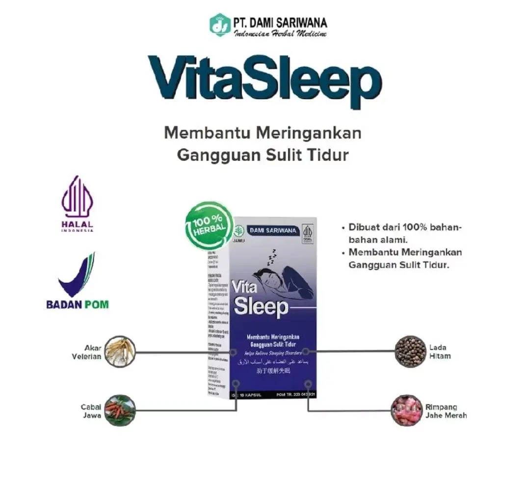 Vitasleep 18 Kapsul Dami Sariwana - Suplemen Tidur Terbaik
