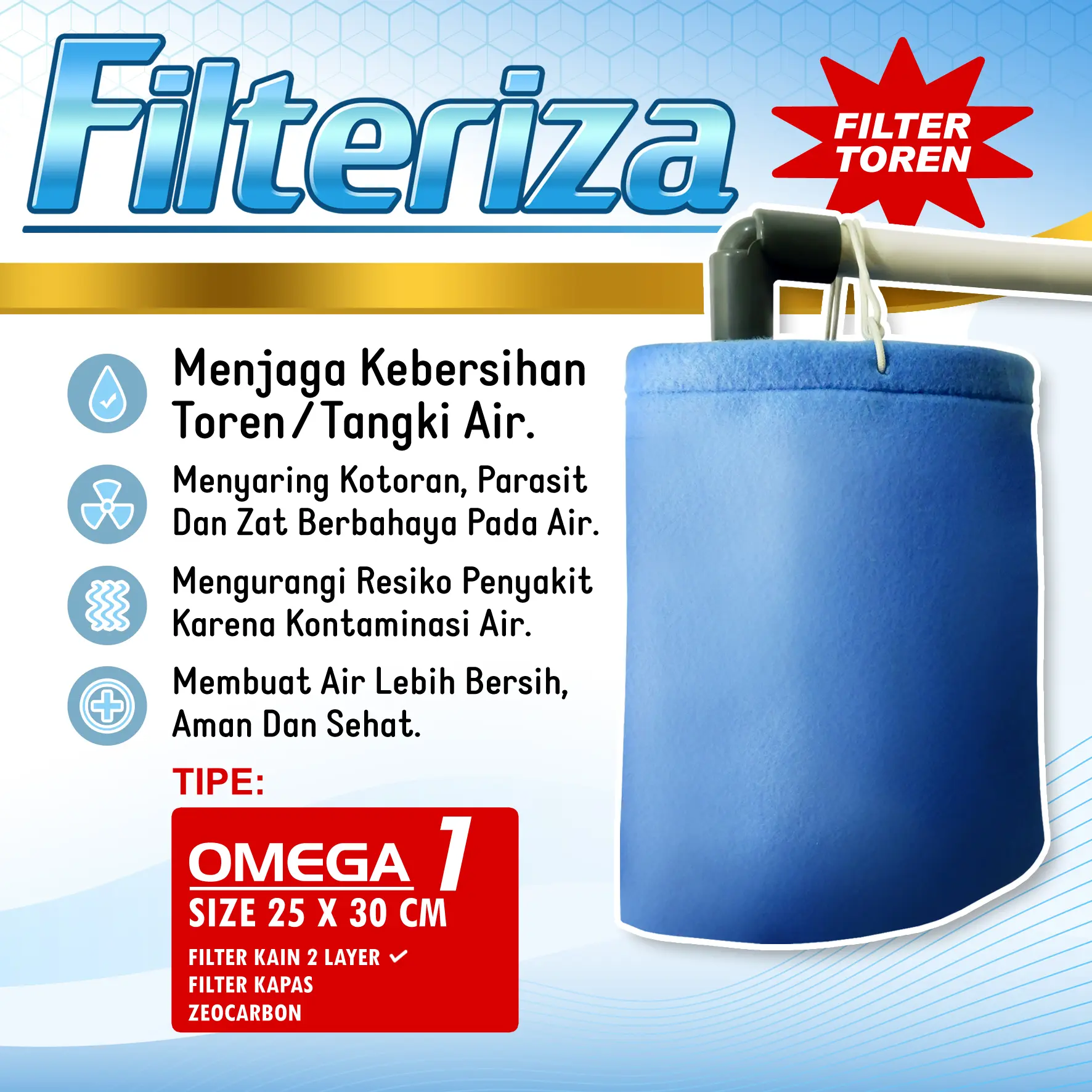 Filteriza Filter Air Toren Tangki Tandon Saringan Penjernih Pembersih Air Toren