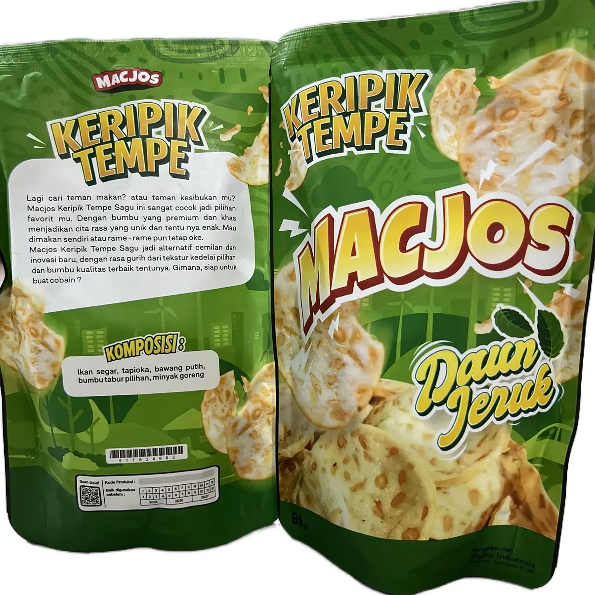 Keripik Tempe Macjos Rasa Daun Jeruk Snack Kripik