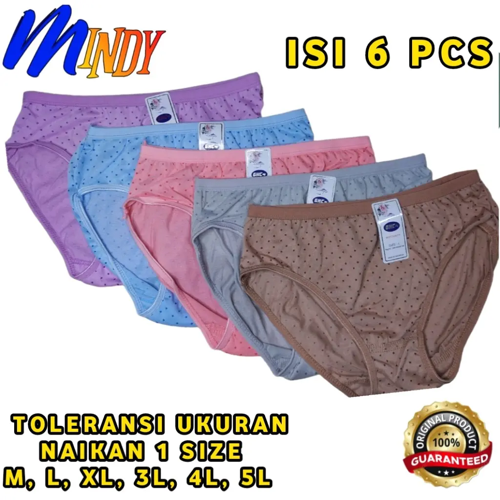 GHC Terlaris 6 Pcs Celana Dalam Wanita  Motif Polkadot dasar Panties