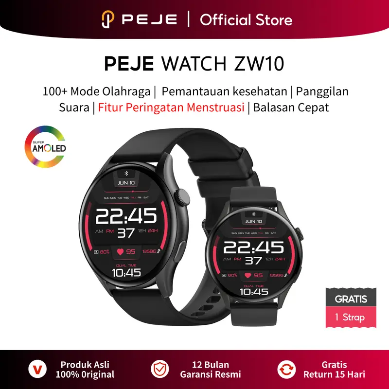 PEJE Smart Watch ZW13 AMOLED IP68 Waterproof Baterai - Main Image