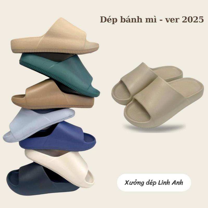 LA023- Dép Nhỏ CHỌN TĂNG 1 SIZE Dép bánh mì dép lê dép nam nữ đế cao 3,5cm đế bằng múi hở chất caosu eva mềm đi êm chống trơn trượt