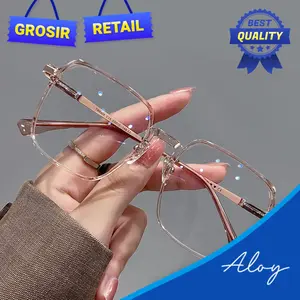 PL-AR006 Kacamata Anti Radiasi Wanita Pria Lensa Square Replaceable Eyewear Glasses