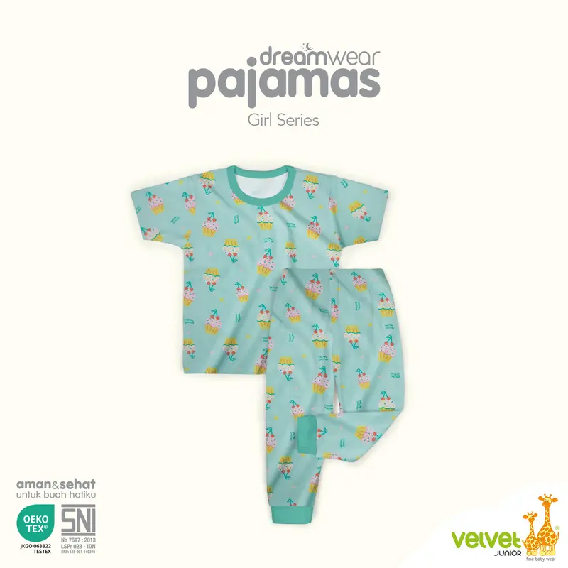 Velvet Junior Piyama Pendek Panjang Anak Perempuan DreamWear Girl - 3 STEL - Busy Bees, Sweet Daisies, Honeydwe 5
