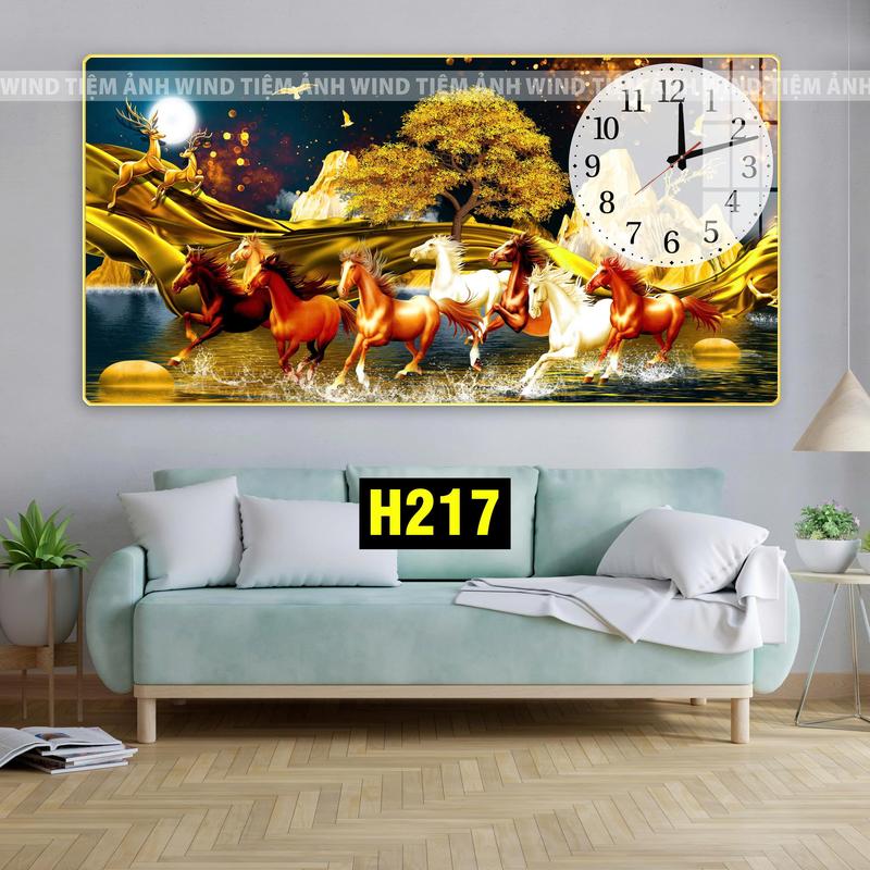   99+ mẫu ĐỒNG HỒ HOT   Đông hồ tráng gương treo tường cao cấp _ Tranh MÃ ĐÁO _ Tranh THUẬN BUỒM _Tranh cảnh 3D Siêu nét 