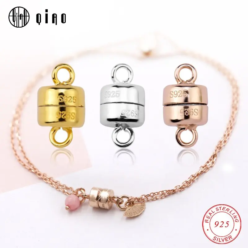 925 Sterling Silver Magnetic Clasps  Couple Magnetic Clasps for Bracelets Silver Buckle Clasps for Jewelry Making DIY