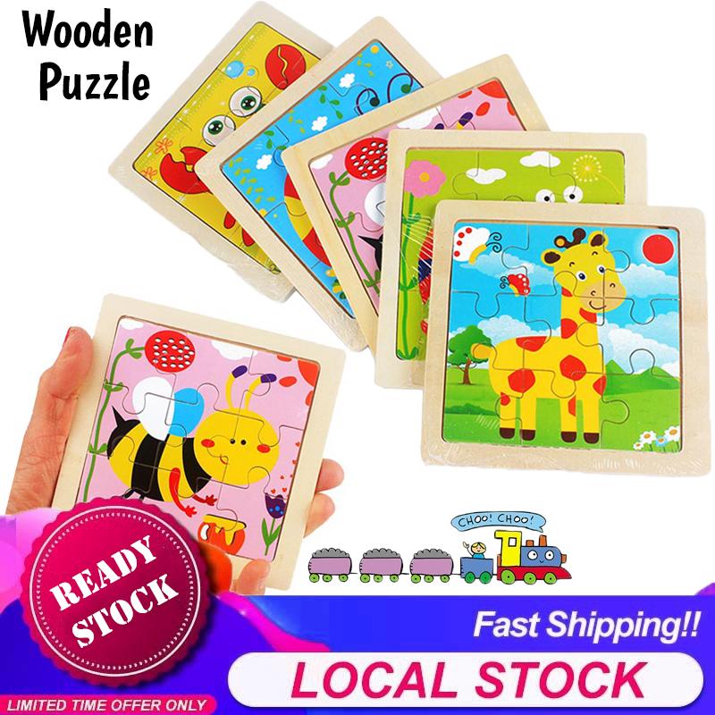 [Choo Choo Toy] Wooden Jigsaw Puzzle Toy Cartoon Animal Transport ...