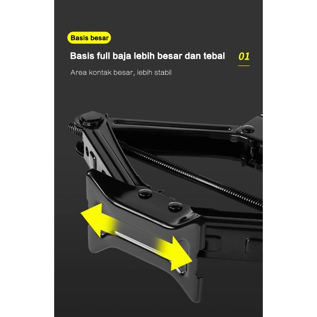 Dongkrak Gunting 1 Ton - Dongkrak Mobil Tipe Tangan Hitam. Praktis untuk Ganti Ban Darurat, Ringan & Mudah Disimpan!