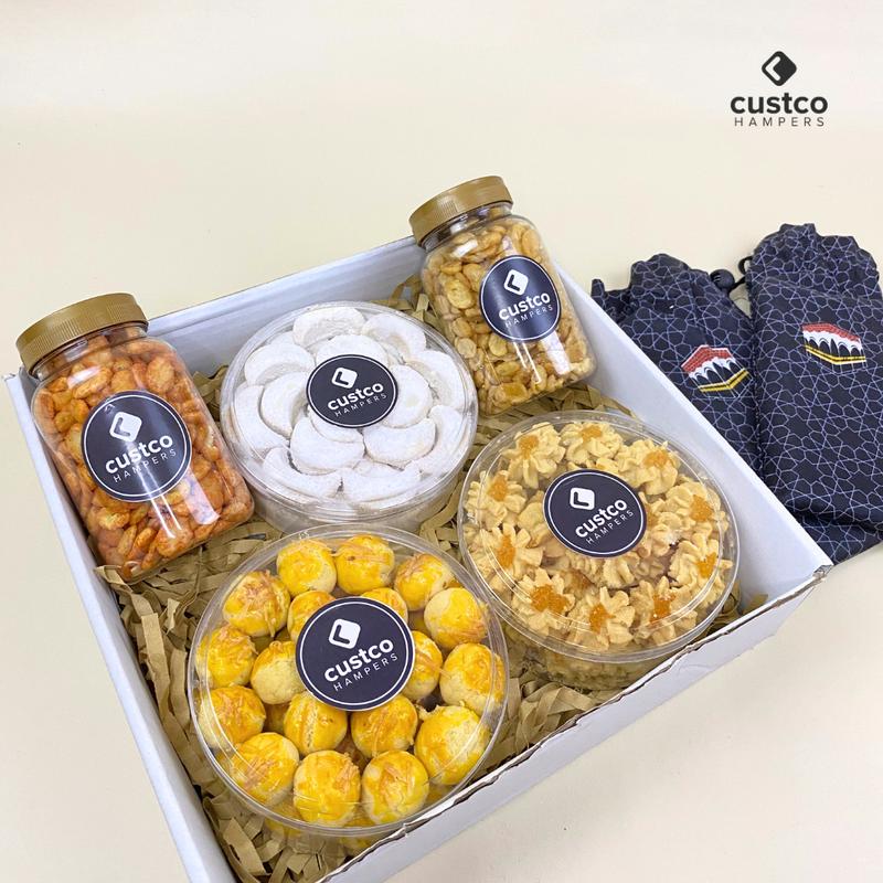 Hampers Kue Lebaran Premium + Kacang + Sajadah | KL04 | Custco Kue Kering | Parcel Kue Kastangel | Kue Nastar 2
