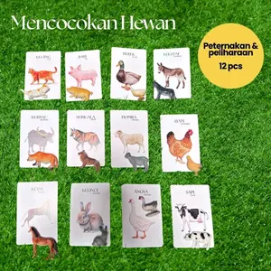 Mainan Edukatif Anak Mencocokan Hewan Ternak 12 pcs + Flashcard | Montessori Learning Toy