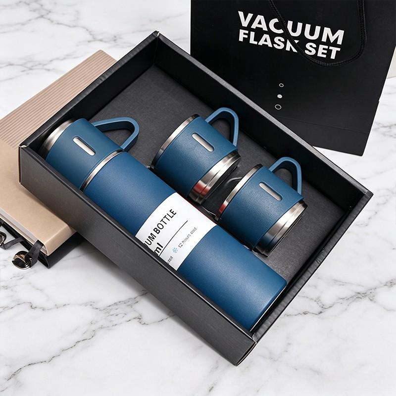 Bộ Quà Tặng SQ01 Bình Giữ Nhiệt 500ml Kèm 3 Cốc Inox Cao Cấp Hộp Quà Sang Trọng