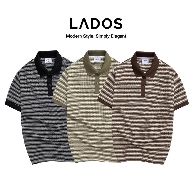 Áo polo nam thun sọc ngang phối bo LADOS - 9221 - Chất vải ít nhăn, co giãn, form regular fit trẻ trung, năng động dễ phối đồ