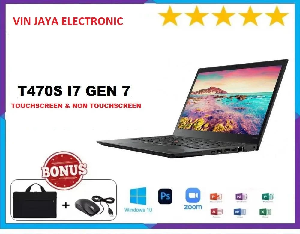 TOUCHSCREEN - Laptop T470S Core i7 GEN7 MULUS 20GB/512SSD free tas