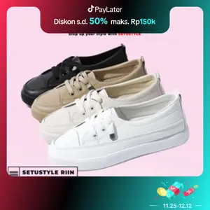 SETU Riin Sepatu Slip On Wanita Casual Sneakers Polos Korean Sendal Flatshoes Lebaran 2026 Sol Karet 085 Perempuan Cewek Kasual