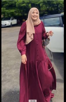 Product Review of Dress Lunna Dress Mahaira Premium Bahan Polo Linen Katun Premium Dress Wanita Muslim Dewasa Mewah  Pesta Elegant Gamis Kondangan Gaun Hitam Rayon Midi Navy Remaja Panjang Crinkle Basic Airflow from S**y N**l A**h 1